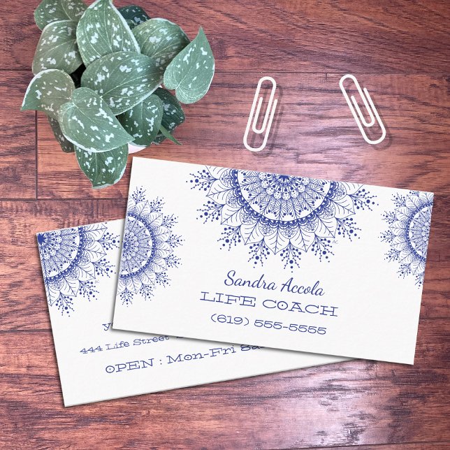 Elegante Blue Snowflake Mandala Business Cards Visitenkarte (Von Creator hochgeladen)