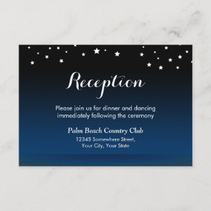 Elegante Blue Starry Night Wedding Reception Begleitkarte