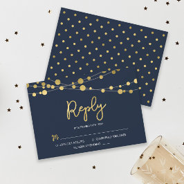 Elegante Blue Strings of Lights UAWG Reply RSVP Karte