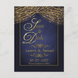 Elegante Blue und Gold Save the Date PostCards Ankündigungspostkarte
