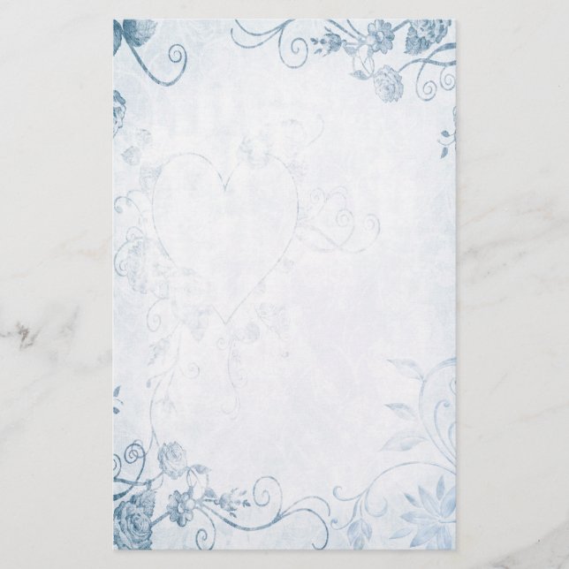 Elegante Blue Vintage Hochzeit Briefpapier (Vorderseite)