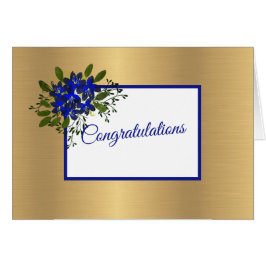 Elegante Blue Violets Wedding Congratulations Card