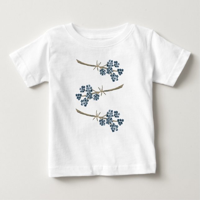 Elegante Blue Watercolor-Blume Baby T-shirt (Vorderseite)