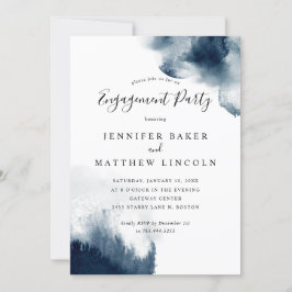 Elegante Blue Watercolor Engagement Party Einladung