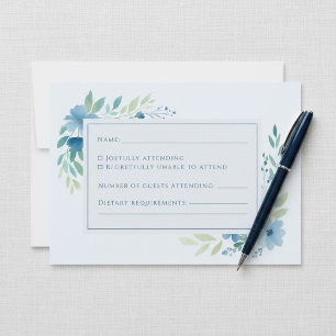 Elegante Blue Watercolor Floral UAWG Response Card Einladung