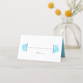 Elegante Blue Watercolor Floral Wedding Platzkarte