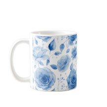 Elegante Blue Watercolor Rose Klassische Tasse