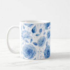 Elegante Blue Watercolor Rose Klassische Tasse