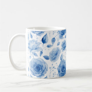 Elegante Blue Watercolor Rose Klassische Tasse