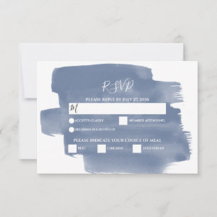Elegante Blue Watercolor Wedding RSVP Cards
