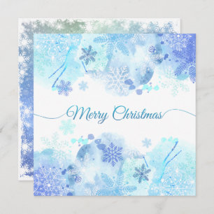 Elegante Blue Watercolor Weihnachten Party Einladu Einladung
