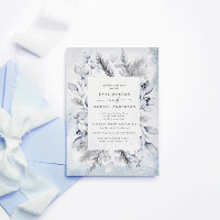 Elegante Blue Watercolor Winter Floral Wedding