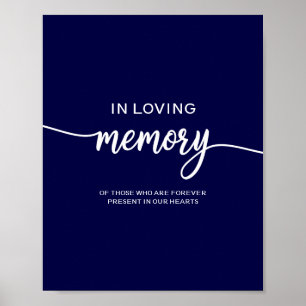 Elegante Blue Wedding Memorial Sign Poster
