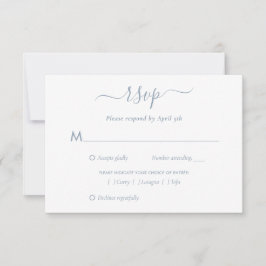 Elegante Blue Wedding RSVP Cards Karte
