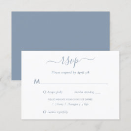 Elegante Blue Wedding RSVP Cards Karte