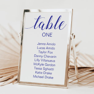 Elegante Blue Wedding Seating Chart Cards Tischnummer