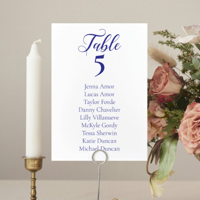 Elegante Blue Wedding Seating Chart Cards Tischnummer (Von Creator hochgeladen)