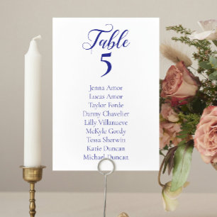 Elegante Blue Wedding Seating Chart Cards Tischnummer