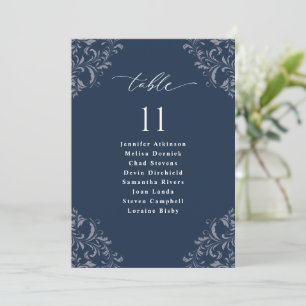 Elegante Blue Wedding Seating Chart Sign Card Einladung