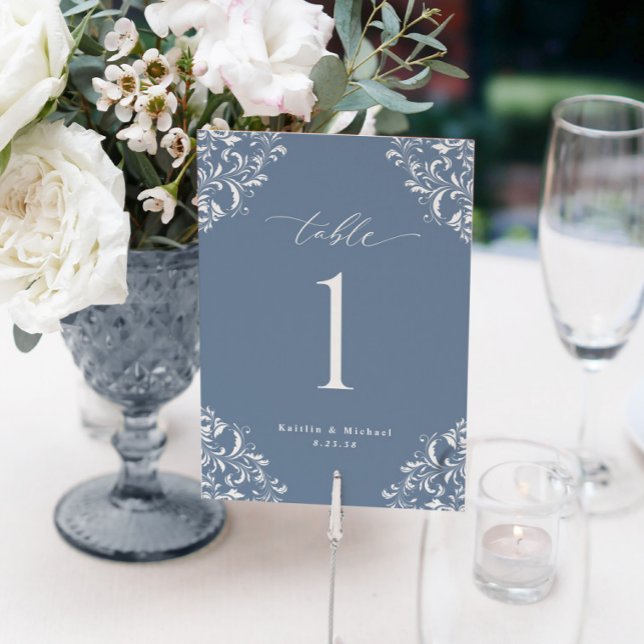 Elegante Blue Wedding Tischnummern Cards (Von Creator hochgeladen)