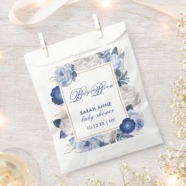 Elegante Blue & White Blume Babydusche Geschenktütchen