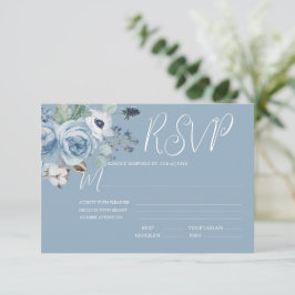 Elegante Blue & White Floral Wedding RSVP Card Karte