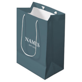 Elegante Blue & White Individuelle Name Geschenkta Mittlere Geschenktüte