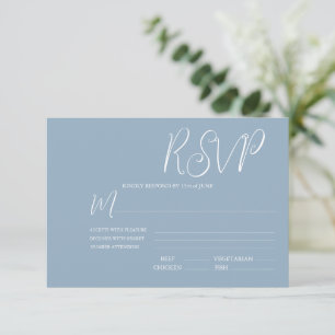 Elegante Blue & White Wedding RSVP Card Karte