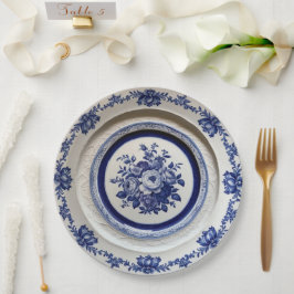 Elegante Blue Wildblume Floral Keramik Hochzeit Pappteller