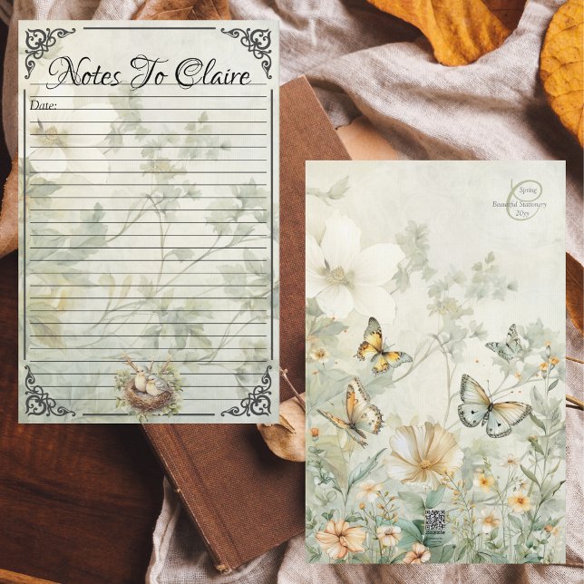 Elegante Bluebirds und Wildblume Wiesengeschirr Briefpapier (Elegant Bluebirds and Wildflower Meadow Stationery Paper Front and Back)