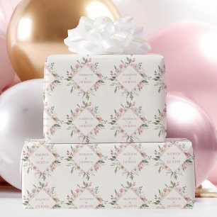 Elegante Blues Rosa Peony Summer Wedding Geschenkpapier