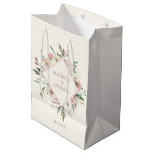 Elegante Blues Rosa Peony Summer Wedding Mittlere Geschenktüte