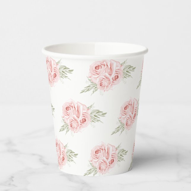 Elegante Blues Rose Rose Paper Cups Pappbecher (Links)