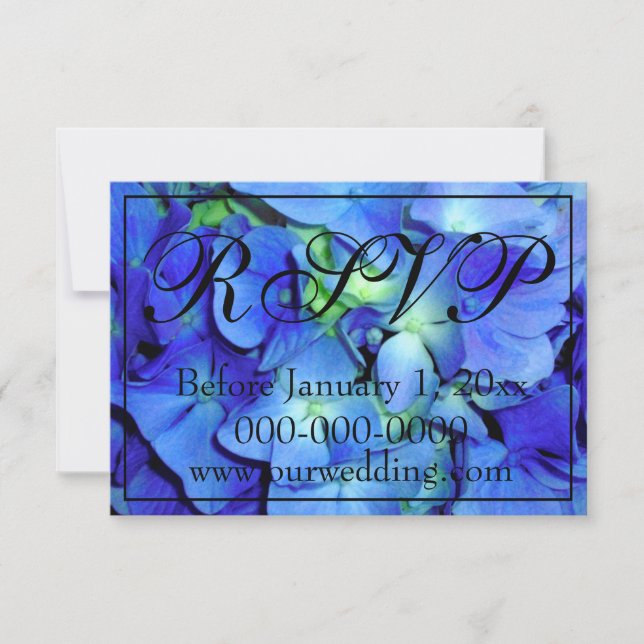 Elegante blühende Rose Blaue Hydrangeas UAWG Save The Date (Vorderseite)