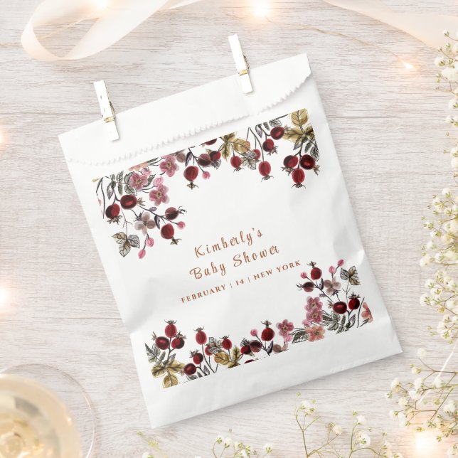 Elegante blühende Wildblume Berry Baby Shower Geschenktütchen (Ausgeschnitten)