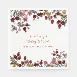 Elegante blühende Wildblume Berry Baby Shower Serviette