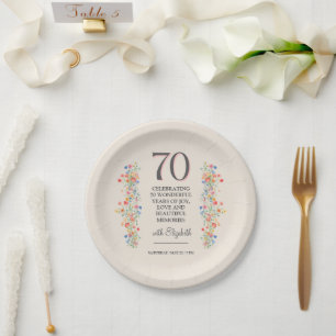 Elegante Blume 70 Jahre Party Flora 70. Geburtstag Pappteller