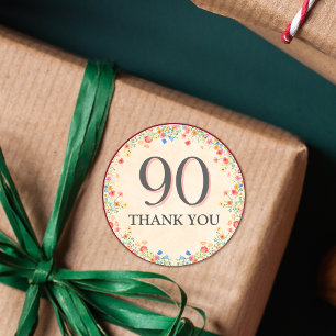Elegante Blume 90 Jahre Party Flora 90. Geburtstag Runder Aufkleber