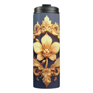 Elegante Blume auf verziertem Hintergrund Thermosbecher
