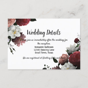 Elegante Blume aus Burgund und Rosa Begleitkarte