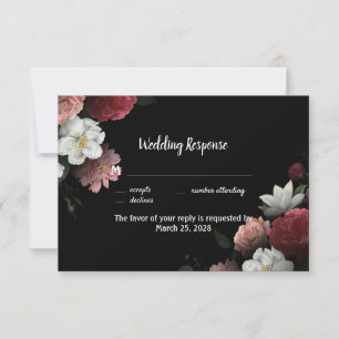 Elegante Blume aus Burgund und Rosa RSVP Karte