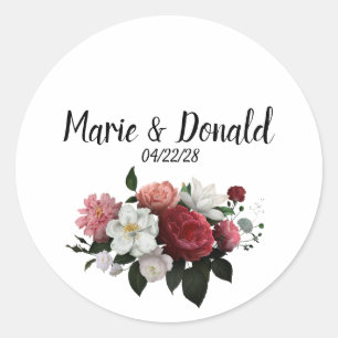 Elegante Blume aus Burgund und Rosa Runder Aufkleber