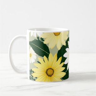 Elegante Blume aus Gelb und Weiß Kaffeetasse