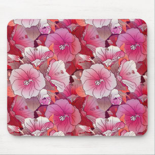 Elegante Blume aus tropischem Rosa und weißem Hibi Mousepad