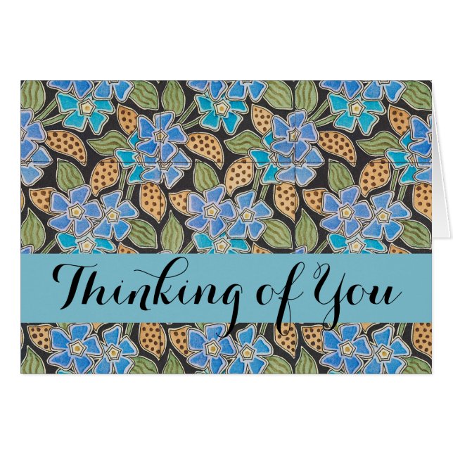 Elegante Blume Blue Periwinkle Floral Classic (Vorderseite (Horizontal))