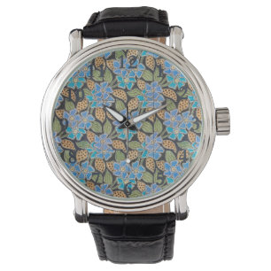Elegante Blume Blue Periwinkle Floral Classic Armbanduhr