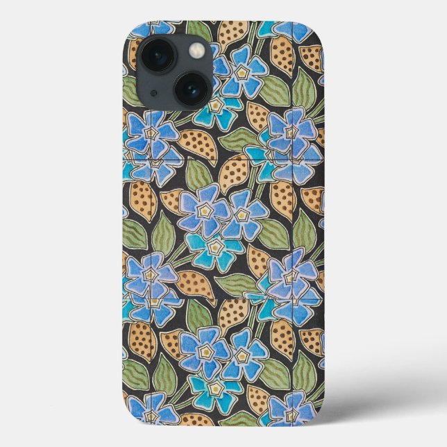 Elegante Blume Blue Periwinkle Floral Classic Case-Mate iPhone Hülle (Rückseite)