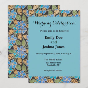 Elegante Blume Blue Periwinkle Floral Classic Einladung