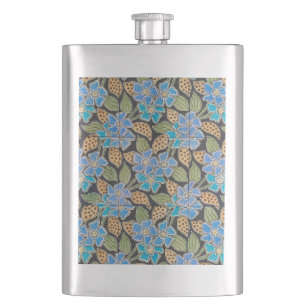 Elegante Blume Blue Periwinkle Floral Classic Flachmann
