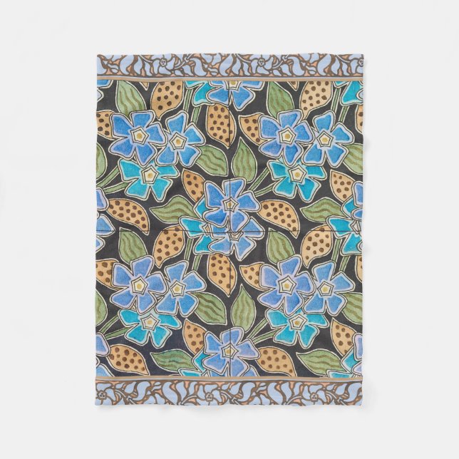 Elegante Blume Blue Periwinkle Floral Classic Fleecedecke (Vorderseite)